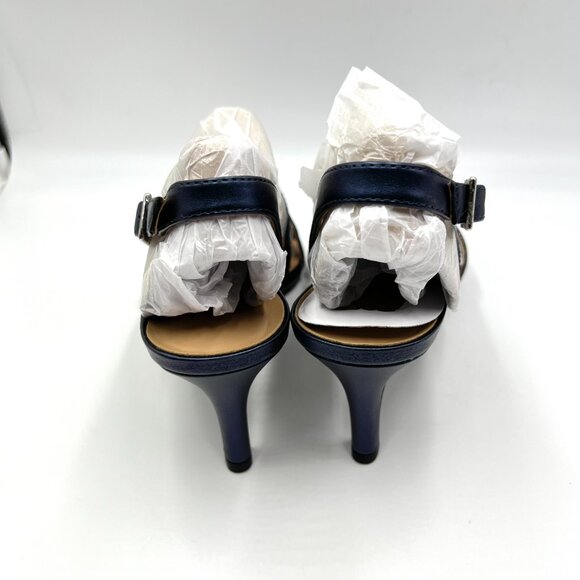 Naturalizer Womens 9.5 Navy Blue Sparkly Strappy Dress Sandals Heels Shoes - Picture 8 of 14